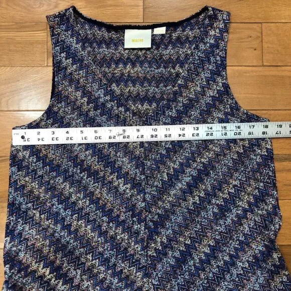 Anthropologie Maeve Westwater Chevron Knit Sleeveless Swing Drop Waist Dress SzM - Picture 11 of 12